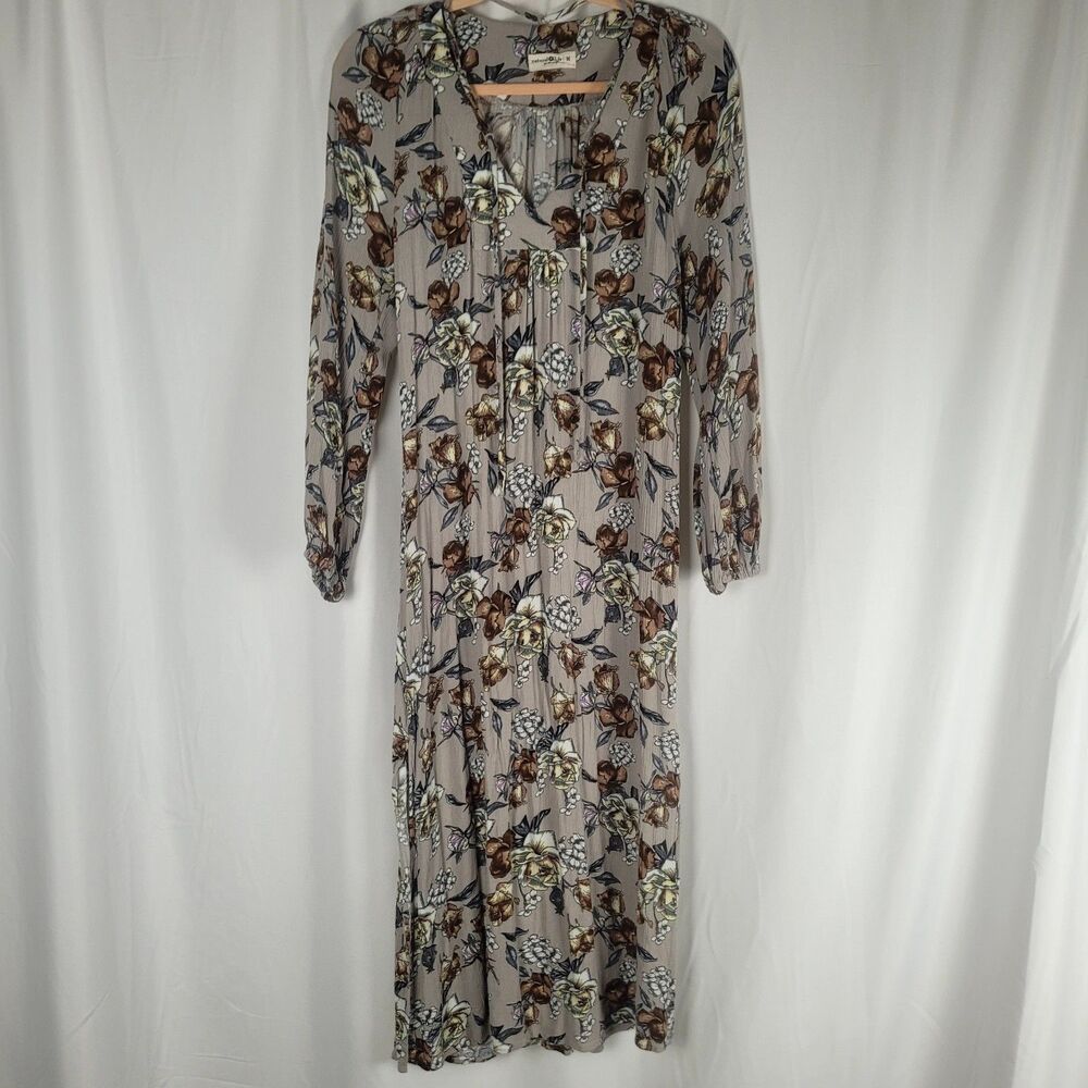 Natural Life Amelia Crinkle Midi Floral Dress Womens Size M Fits Like Small